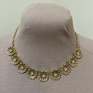 Pretty Gold Tone Clear Rhinestone Necklace Choker